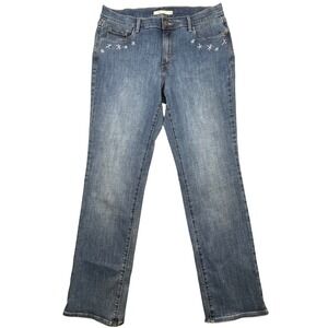 Levi's Blue Jeans 505 Straight Floral Embroidered Denim Womens 31